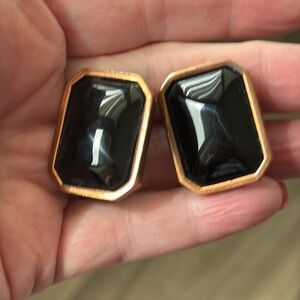 Vintage YSL black cabochon earrings